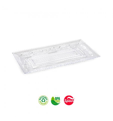 Travessa Plástico Reutilizável Cristal 15x28,5cm