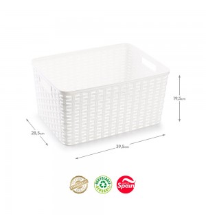 Caixa Arrumação Rattan Nº5 18L Branco