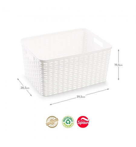 Caixa Arrumação Rattan Nº5 18L Branco