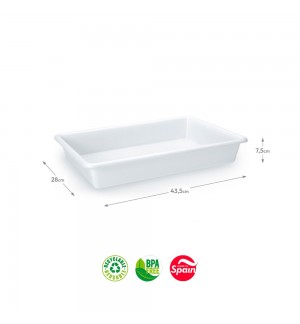 Tabuleiro Hotelaria 43,5x28x7,5cm 9L Branco