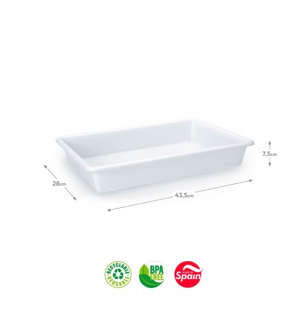 Tabuleiro Hotelaria 43,5x28x7,5cm 9L Branco