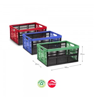 Caixa Dobrável Arrumação Plástica 48x35x24cm 32L Sortido