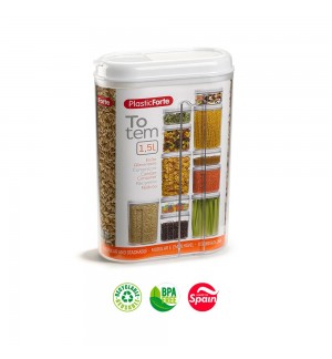 Caixa Multiusos 1500ml Plástico c/Tampa Totem Branco 3un