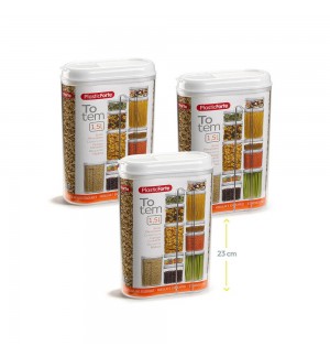 Caixa Multiusos 1500ml Plástico c/Tampa Totem Branco 3un