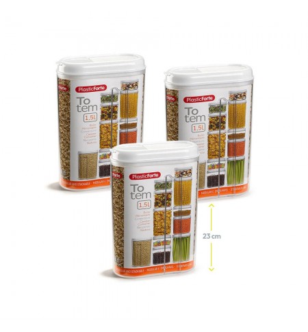 Caixa Multiusos 1500ml Plástico c/Tampa Totem Branco 3un