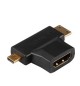 Adaptador HDMI A Fêmea / HDMI C Macho / micro-HDMI D Macho