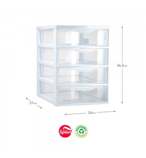 Bloco 4 Gavetas Plástico Easy 36,5x26x37cm Branco