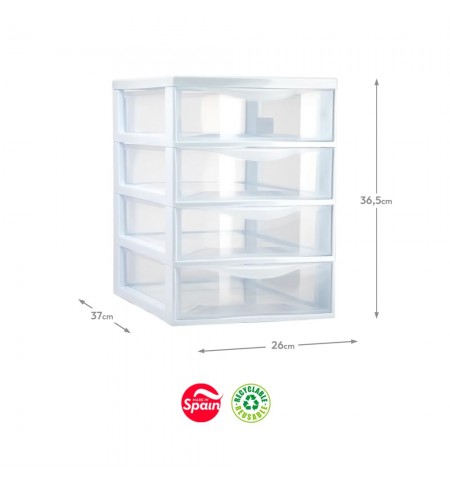 Bloco 4 Gavetas Plástico Easy 36,5x26x37cm Branco