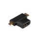 Adaptador HDMI A Fêmea / HDMI C Macho / micro-HDMI D Macho