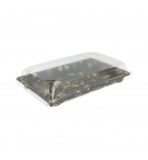 Caixa Plástico Sushi c/ Tampa 17x12,3x4,5cm Preto 50un
