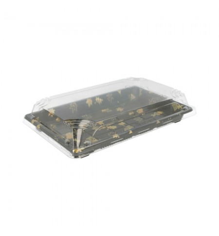 Caixa Plástico Sushi c/ Tampa 17x12,3x4,5cm Preto 50un