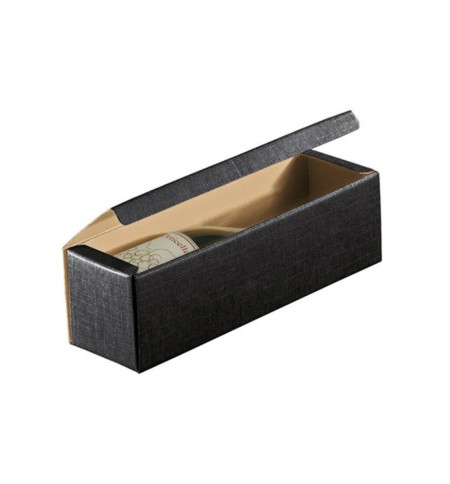 Caixa Cartão 340x090x090mm p/1 Garrafa Vinho Preto