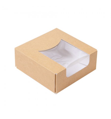 Caixa Cartão Kraft c/Janela Sushi 10x10x4cm 50un