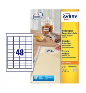 Etiquetas Removíveis 045,7x021,2mm Avery 25 Folhas 1200un