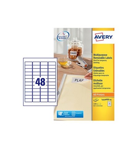 Etiquetas Removíveis 045,7x021,2mm Avery 25 Folhas 1200un