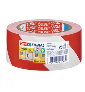 Fita Adesiva PP Sinalização Vermelho/ Branco 50mmx66m