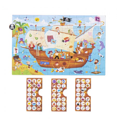 Jogo Educativo Puzzle Apli Barco Pirata 104 Peças