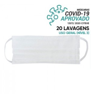 Máscara Reutilizável 20 Lavagens Branco (Pregas) 1un