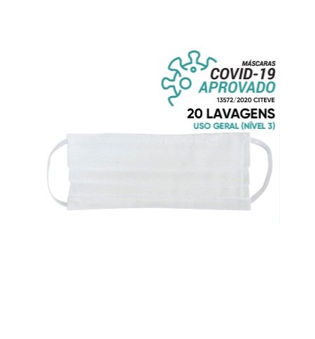 Máscara Reutilizável 20 Lavagens Branco (Pregas) 1un