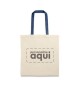 Saco de Compras 100% Algodão Alças em Azul Compridas