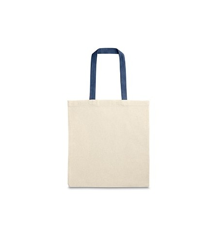 Saco de Compras 100% Algodão Alças em Azul Compridas