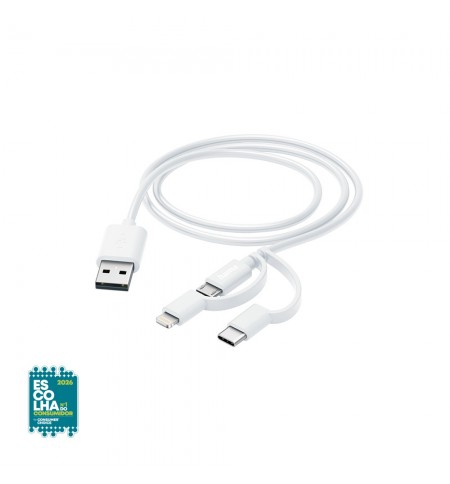 Cabo USB-C para Type-A/ Lightning/ Micro-USB 1m Branco