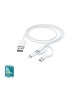 Cabo USB-C para Type-A/ Lightning/ Micro-USB 1m Branco