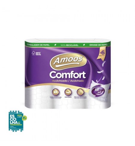 Papel Higiénico Doméstico 18mts 3Fls 48g Acolchoado 6 Rolos