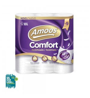 Papel Higiénico Doméstico 18mts 3Fls 48g Acolchoado 9 Rolos