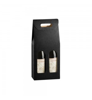 Caixa Cartão 180x090x340mm p/2 Garrafas Preto