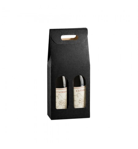 Caixa Cartão 180x090x340mm p/2 Garrafas Preto