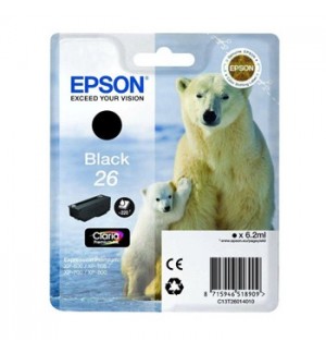 Tinteiro Epson 26 Preto C13T26014010 6,2ml 220 Pág.