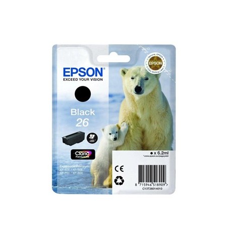 Tinteiro Epson 26 Preto C13T26014010 6,2ml 220 Pág.