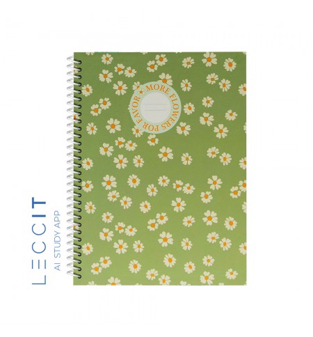 Caderno Espiral A4 Quadriculado FLOWERS Verde 80Fls 1un
