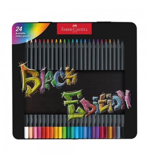 Lápis Cor 24un Cx Metal Faber-Castell Black Edition 18cm