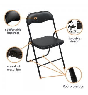 Cadeira Dobrável em PVC Preto