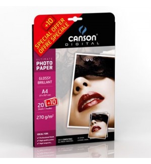 Papel A4 270g Fotográfico Pack Promo Ultimate Gloss 20+10