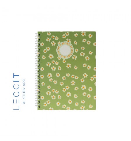 Caderno Espiral A5 Quadriculado FLOWERS Verde 80Fls 1un