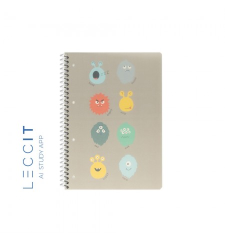 Caderno Espiral A5 Quadriculado PP PLAY ME Monster 80Fls 1un