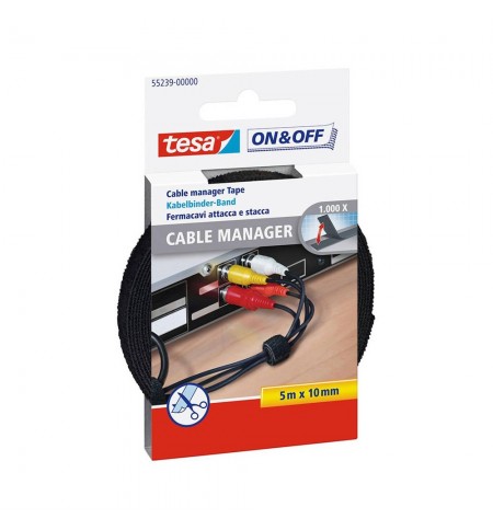 Fita Grupagem de Cabos TESA On Off 10mmx5m Preto