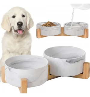 Comedouro Duplo para Cão e Gato com Suporte 2x400ml