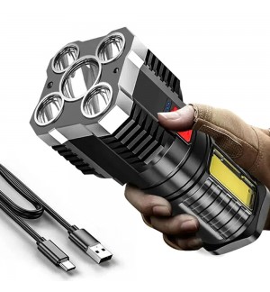 Lanterna Recarregável 1000 Lumens Preto/Prata