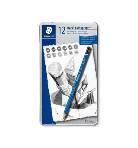 Lápis Grafite 100 G12 STAEDTLER Mars Lumograph Cx Metal 12un