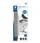 Lápis Carvão 100C STAEDTLER Charcoal + Esfuminho 3un