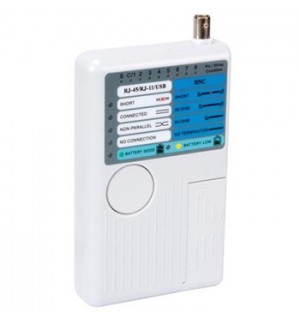 Testador de redes USB-A, USB-B, BNC, 8P8C (RJ45), 6P6C (RJ1)