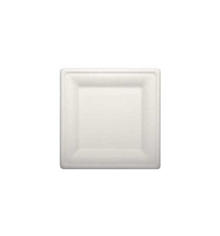 Pratos 26x26cm Cana de Açucar Cor Natural Quadrados 50un