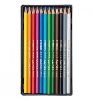 Lápis Cor Aguarelável 12un Cx Metal Caran DAche Swisscolor