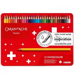 Lápis Cor Aguarelável 30un Cx Metal Caran DAche Swisscolor