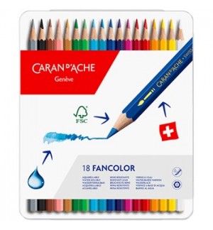 Lápis Cor Aguarelável 18un Cx Metal Caran DAche Fancolor