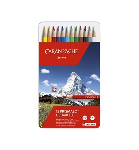 Lápis Cor Aguarelável 12un Cx Metal Caran DAche Prismalo